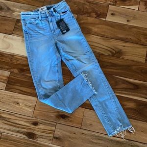 PAIGE Sarah Slim Twist Seam Fray Carlotta Jeans
